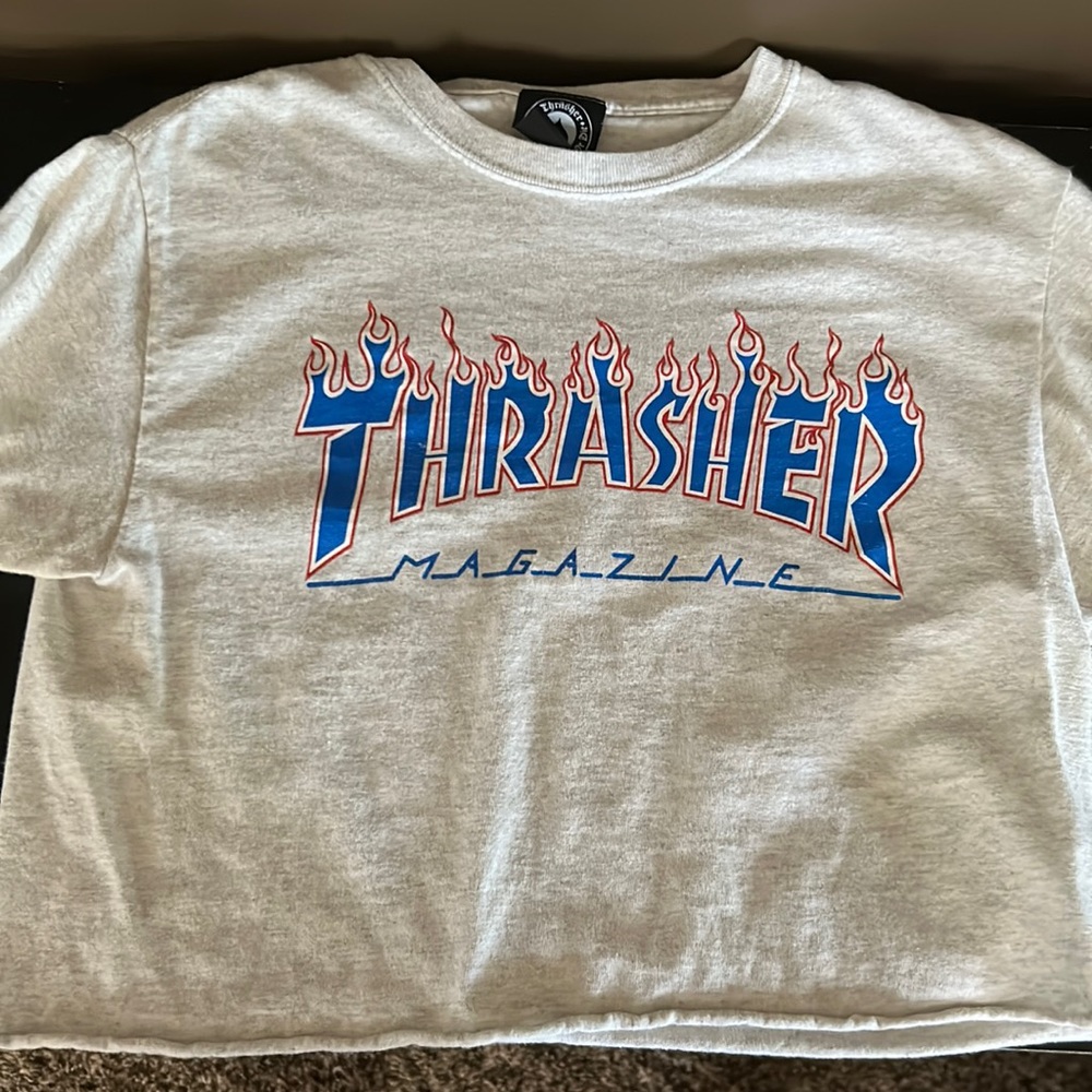 Thrasher flame cropped t shirt